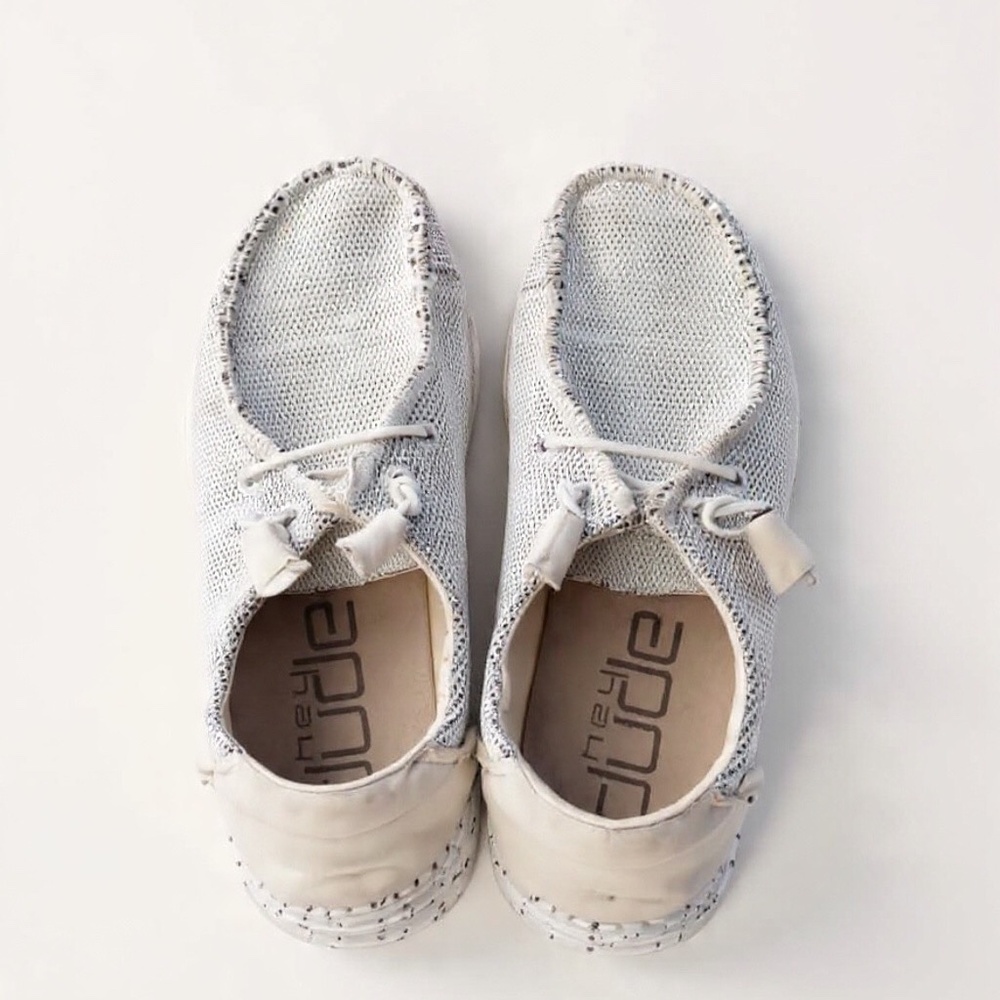 Hey Dude Stone White Mesh Upper Slip-On Style Sneakers Size 8.
